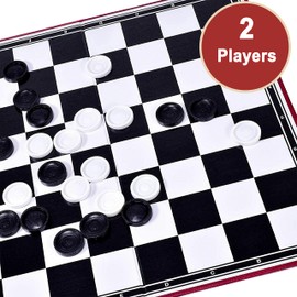 Draughts Game Traditional Checkers Board Game, Strategy Game For Kids and Adults, Educational Toy, Family Game, Foldable Board