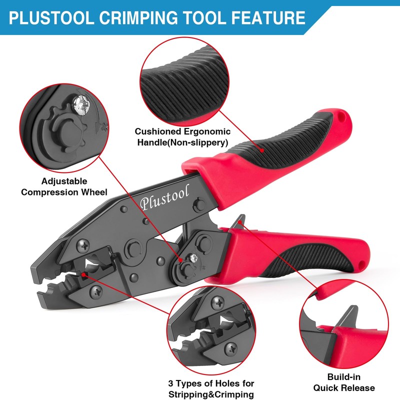 Plustool Crimping Tool for Spark Plug Ignition Wire, 8.5mm Ratchet