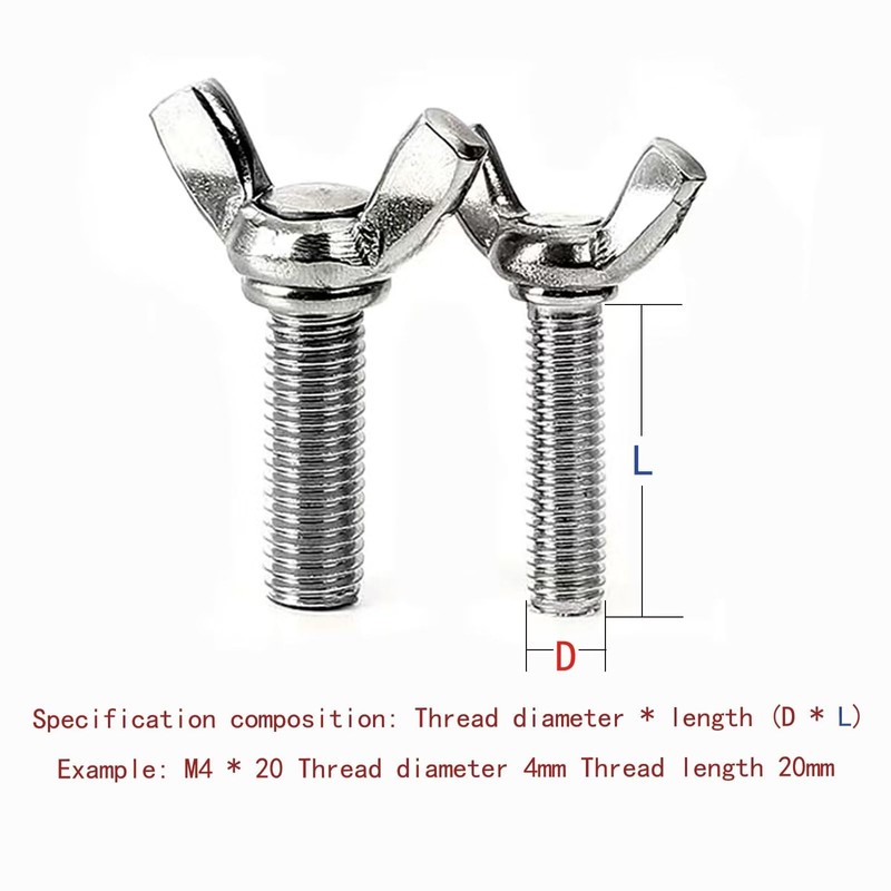 M8-1.25 x 60mm 304 Stainless Steel Wing Butterfly Screws Bolts,Wing