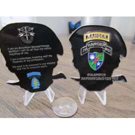 2 US Army Special Forces Challenge Coins Green Berets Creed & 75th Ranger RGT