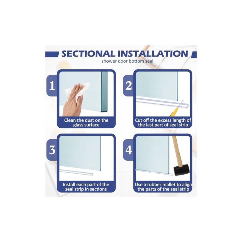 2 Pcs Shower Door Bottom Seal - Clear PVC Water