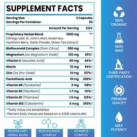 Elikadur 1500 MG Tinnitus Relief for Ringing Ears, Tinnitus Relief Supplement for Ear Ringing Relief, Proprietary Herbal Blend & Bioflavonoids, Reduce Ear Tinnitus Relief for Women Men, 60 Caps