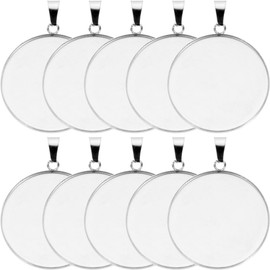 TEHAUX 20pcs Stainless Steel Round Pendant Trays Kit for DIY Jewelry Making, 30mm Silver Bezel Settings for Neck Chains and Necklaces