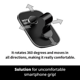 [Motion Grip] Flexible Magnetic Phone Grip with 360-Degree Rotation and Full Range Movement (Up, Down, Left, and Right), Compatible with MagSafe, Removable for Wireless Charging - Black