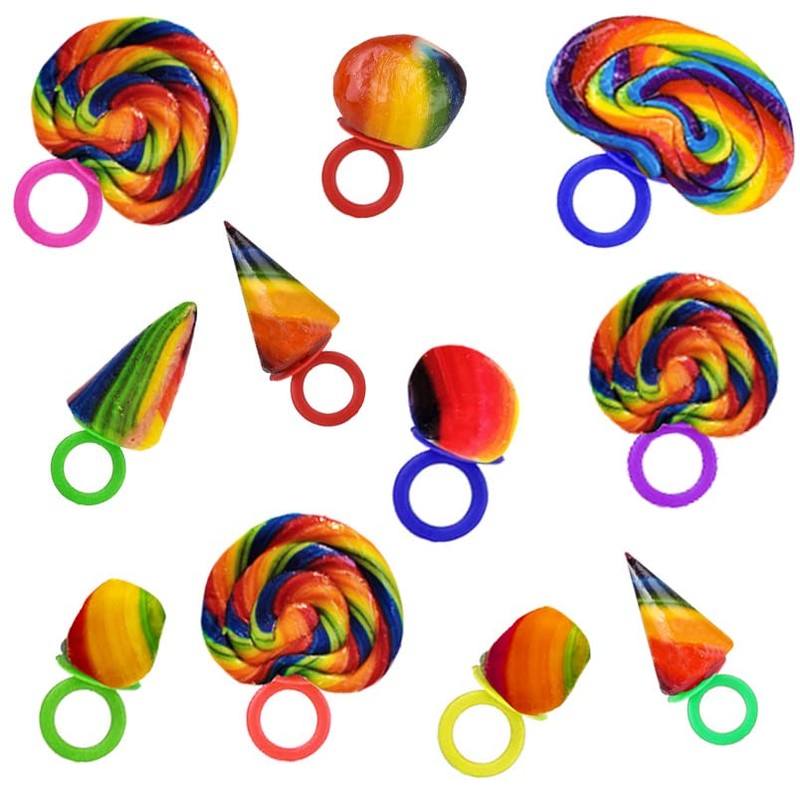 Fruidles Crazy Fruit Candy Rings, Assorted Hard Candy Lollipops, Individually
