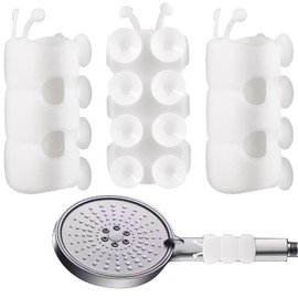 BEIQIYA 3pcs Silicone Shower Head Holder, No-Drilling Removable Suction Cup Mount, Adjustable Universal Showerhead Holder for Bathroom Wall- White