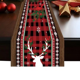 Christmas Linen Table Runner Gingerbread Man Table Runner Christmas Home Decoration For Housewife Home Decoration Enthusiast Party Organizer Company Annual Meeting Planner (Elk)