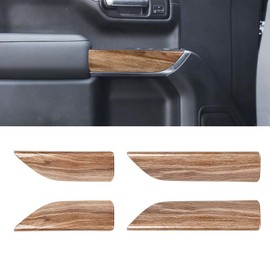 Voodonala for Chevy Silverado Car Door Interior Decoration Panel Cover Compatible with Chevy Silverado 2019-2022 GMC Sierra 1500 2019-2022(Wood,4Pcs,for Double Cab)