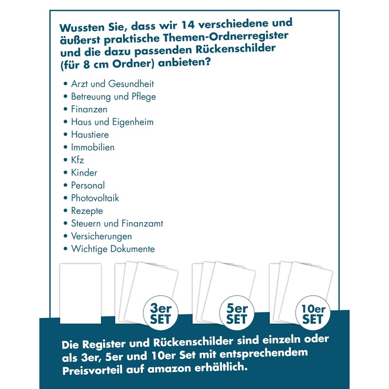 Folder Index for Car, Sophisticated Index for DIN A4 Folder,