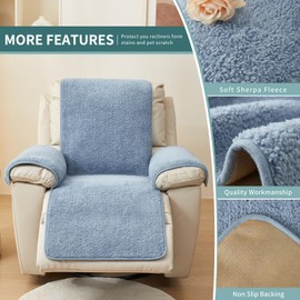 vctops Sherpa Fleece Recliner Chair Cover Super Soft Warm Plush Sofa Slipcover Furniture Protector Non Slip Washable Reclining Chair Cover for Kids, Pets (Blue,30"x91")
