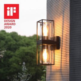 LUTEC Flair 5288804012 UP and Down Outdoor Wall Sconce, Modern Black Porch Light Fixtures, Exterior Light Fixtures Wall Mount Light with Clear Glass, Waterproof Wall Lantern for for Garage, Doorway