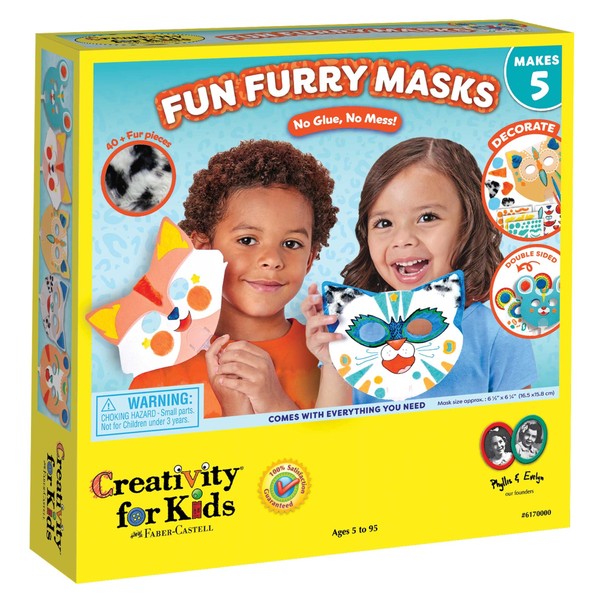 Creativity for Kids Fun Furry Masks - Craft 5 Animal Masks for Kids , White