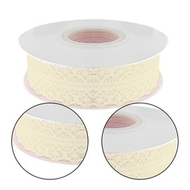 Nhgkju Lace Ribbon - 25 Yard (3 cm Width) - Perforated Lace Ribbon Made of Polyester - Ideal Decorative Ribbon for Weddings, Gift Wrapping, Decorations & DIY (Beige)