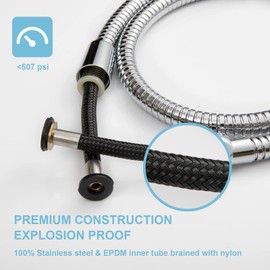 OFFO Shower Hose, 100 in Bidet Hose High Pressure Explosion Proof for Bidet Sprayer Stainless Steel Electroplating with Woven Inner Tube, Chrome