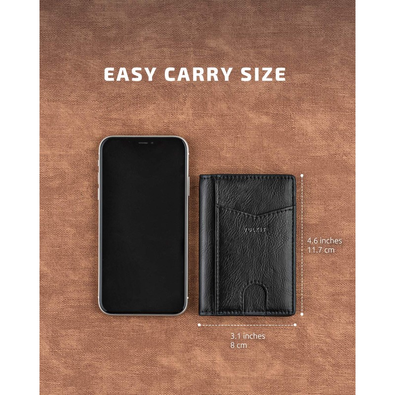 VULKIT Credit Card Holder RFID Blocking Slim Leather Wallet Anti