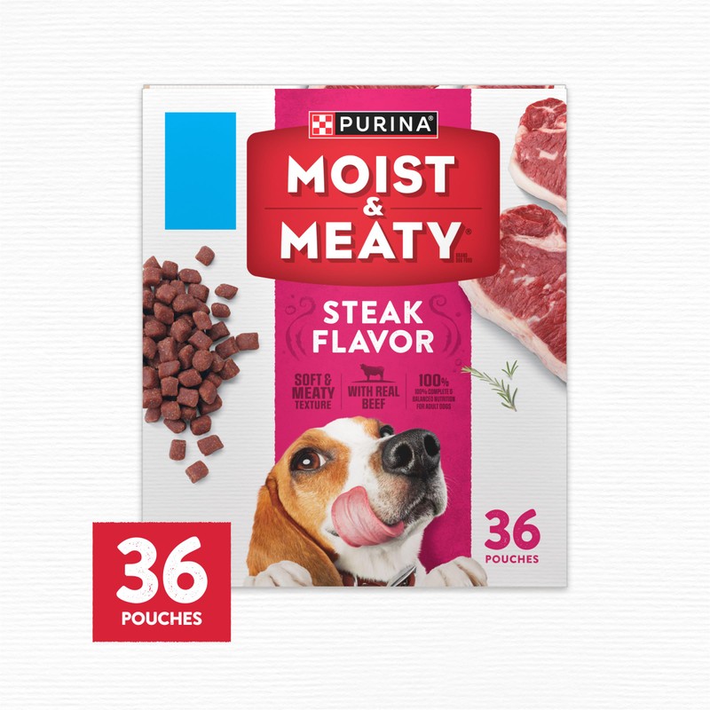 Purina Moist and Meaty Steak Flavor Soft Dog Food Pouches