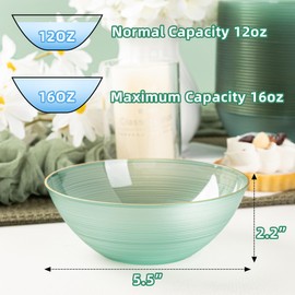 Fabulous Party 50 Pack Green Plastic Bowls-16 oz Crystal Design Clear Green Disposable Bowls with Gold Rim,Premium Soup/Salad/Dessert/Ice Cream Small Bowls For Party, Weddings, Christmas