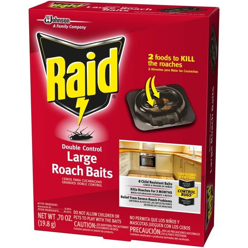 Raid Double Control Large Roach Baits 8 Count (Pack of