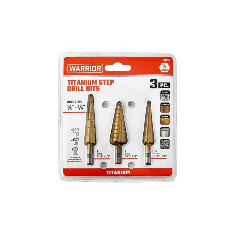 Warrior 3 Piece Titanium Nitride Coated High Speed Steel Step
