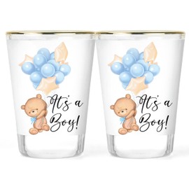 It's A Boy Shot Glasses - New Dad Mom Gift - Welcome Baby Shot Glass - Baby Shower Favors - Gifts for Shower Guests - New Parent 2 piece Shot Glass Set - It's A Boy Gift Ideas
