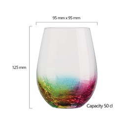 Artland - Neon DOF Tumbler - Set of 2 - Multi Colour Crackle Design Decorative DOF Tumbler for Celebrations and Gift Set