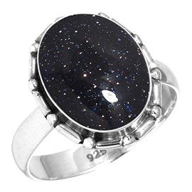 Jeweloporium 925 Silver Ring for Women Blue Sunstone Stone Statement Silver Ring Size W 1/2 Christmas - Gift Fashion Jewelry