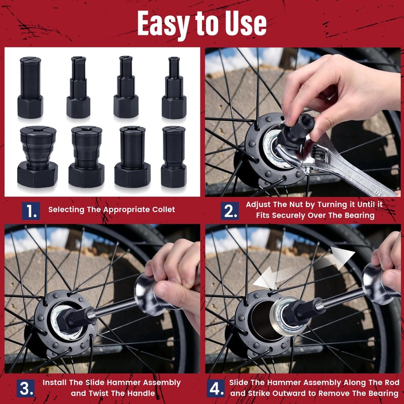 12pcs Blind Hole Collet Bearing Puller Set, Internal Bearing Extractor