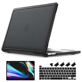 Batianda Ultimate Case for New MacBook Pro 13 inch 2022 2020 Release Model A2338 M2 M1 Chip A2251 Matte Surface Carbon Fiber Edges Shockproof Anti-Scratch Anti-Fingerprint with Keyboard Cover, Black