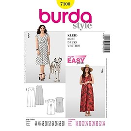 Burda Ladies Easy Sewing Pattern 7100 - Summer Dresses Plus Sizes: 18-34