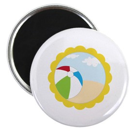 CafePress Beach Ball Magnets 2.25" Round Magnet, Refrigerator Magnet