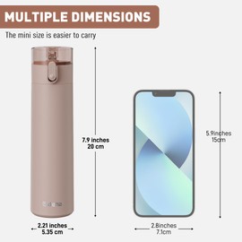 9oz Small Water Bottles with Straw, Mini Water Bottle with One-Hand Open Design, Leak-Proof Locking Lid for Hot&Cold Drinks, Small Travel Water Bottle - 100% Leakproof for School, Travel...(Mocha)