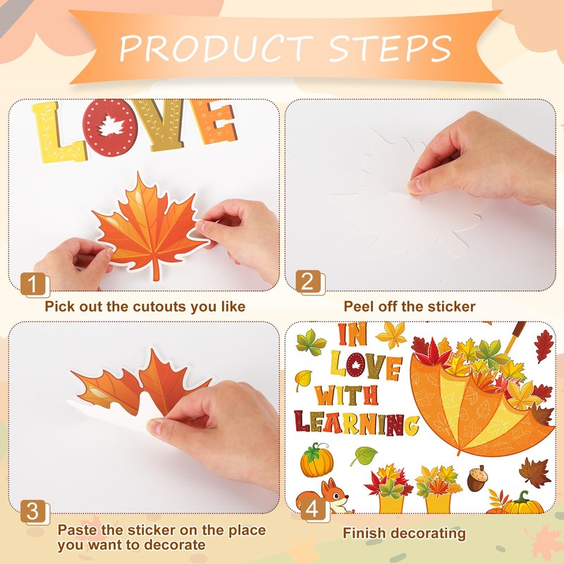 JarThenaAMCS 42Pcs Fall in Love with Learning Bulletin Board Kit