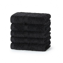 DARWEN STAR 100% Cotton 12 pcs Face Cloth, Highly Absorbent & Soft, 500GSM Egyptian Flannel towels, 30 x 30 Cm, Bathroom- Kitchen - GYM Multipurpose Cotton Towels (Black)