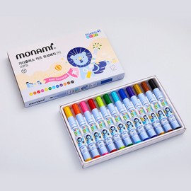 Monami [Monami] Gadi Plus Kids Oil-Based Marker Set (12 Colors, Bullet Tip)