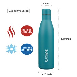 BJPKPK 25oz Insulated Water Bottle Double Wall Vacuum Insulated Stainless Steel Water Bottles for Spots Keep Cold and Hot,Lake Blue