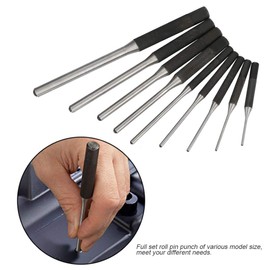 Akozon Centre Punch Marking Hole Tool 9 Pieces Durable Steel Roll Pin Punch Set Mechanics Professional Tool Kit