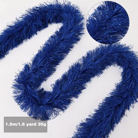 whitefeather Blue 2pcs Feather Boas Artificial Fluffy Boas Decoration for DIY Crafts Wedding Costume Christmas Party Supplies