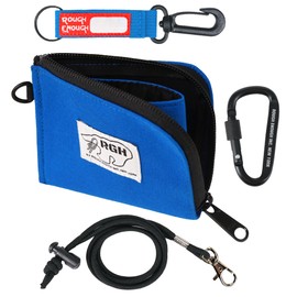 Rough Enough - portafolios pequeña para cartera delgado con cierre para el cuello, llavero para hombres, adolescentes, niños, lona azul