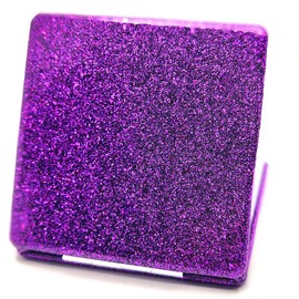 Mpowtech Square Purple Compact Mirror for Women,Small Magnifying Travel Mirror with Glitter,Portable 2 x 1x Magnification Folding Pocket Makeup Mirror Cosmetic Mirror for Gift Travel Essentials