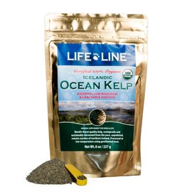 Life Line Organic Ocean Kelp Powder for Cats, Dogs, Livestock, and Horses – Natural Iodine Supplement for Healthy Skin, Coat, and Teeth – Reduces Plaque & Increases Metabolism - 8 oz