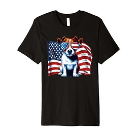 Jack Russell Terrier USA Flag Sunglasses Patriotic American Premium T-Shirt