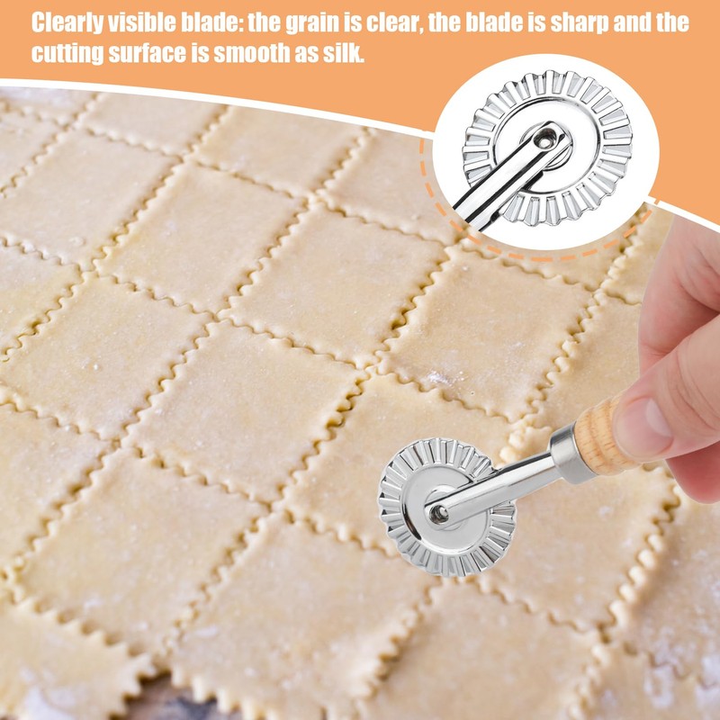 Pastry Cutter, Pastry Cutter, Roller with Wooden Handle, Dough Cutter