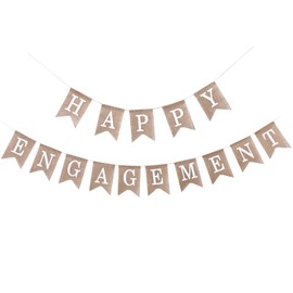 Breling Pre-strung Burlap Happy Engagement Banner Rustic Engaged Party Decorations Engagement Sign for Congratulations Wedding Shower Backdrop Decor