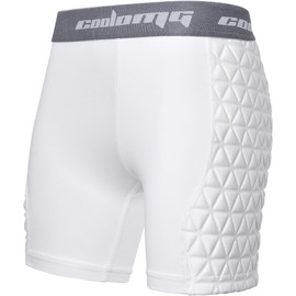 COOLOMG Women's Softball Sliding Shorts with Elite Padded Compression Slider Short for Baseball Football Lacrosse Cricket White X-Large