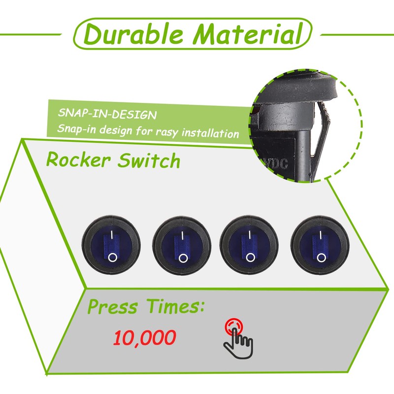 EPLZON Pack of 4 12V 20A Waterproof Round Toggle Switch