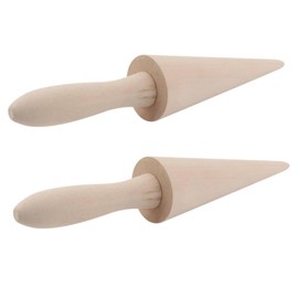 2PCS Pizzelle Roller, Ice Cream Cone Mold Cone Roller for DIY Pastry Dessert Cooking Kitchen Tool Decorating Baking Accessory Wooden