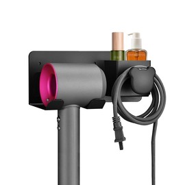 Hair Dryer Holder Wall Mounted Adhesive/Drilling, Blow Dryer Holder for Bathroom, Bathroom Organizers and Storage, Stainless Steel Blow Dryer Holder Hair Dryer Wall Mounted(Black)