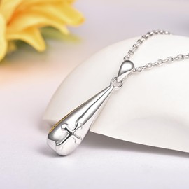 Sterling Silver Urn Necklace for Ashes for Women Teardrop Cross Cremation Jewlery Memorial Keepsake Ashes Pendant