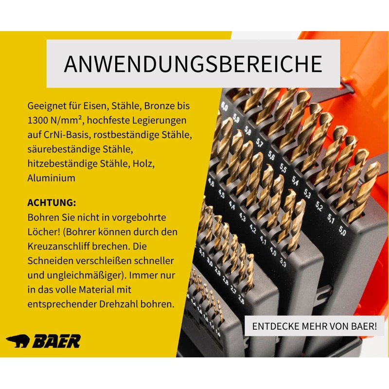 BaerCoil Twist Drill Bit Set 1-6 mm | 51-Piece HSS-Co