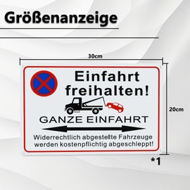 FLEXNOVA 30×20cm Einfahrt Freihalten Schilder Aluminium, Ausfahrt Freihalten Schild Metall, Einfahrt Freihalten Schilder Parken Verboten UV-beständig für Außenbereich Innenbereich